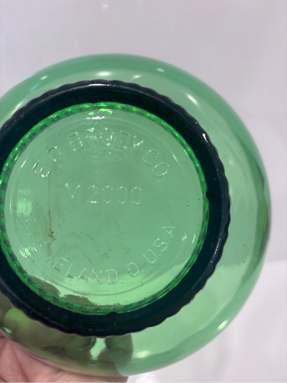 Vintage Green Glass Pedestal Bowl M2000 EO Brody Co Cleveland Ohio USA MCM - Picture 4 of 7